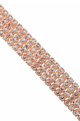 Brass rose gold plated four liner moissanite diamond unisex bracelet