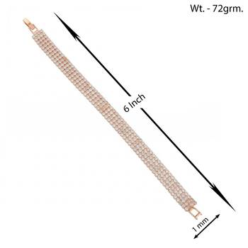 Brass rose gold plated four liner moissanite diamond unisex bracelet 3