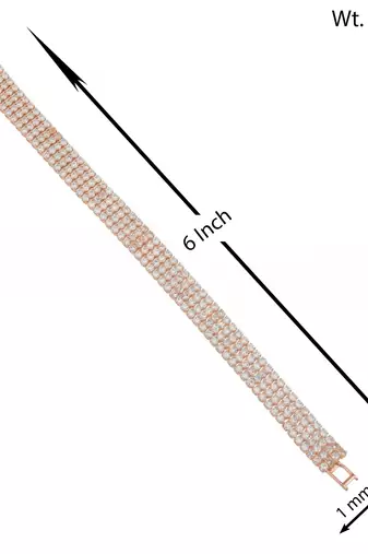 Brass rose gold plated four liner moissanite diamond unisex bracelet