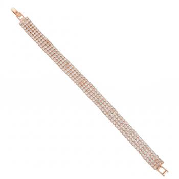 Brass rose gold plated four liner moissanite diamond unisex bracelet 4