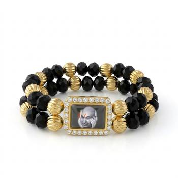 Black onyx brass gold beaded guruji bracelet for men women 2