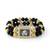 Black onyx brass gold beaded guruji bracelet for men women
