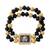 Black onyx brass gold beaded guruji bracelet for men women
