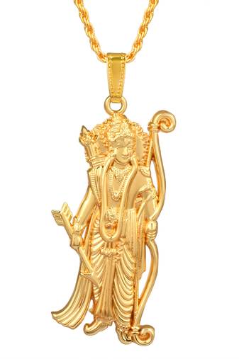 Brass gold plated ram-krishna pendant hindu spiritual (pack of 2)