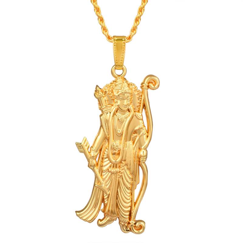 Brass gold plated ram-krishna pendant hindu spiritual (pack of 2)