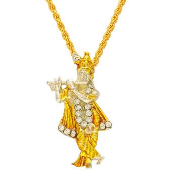 Brass gold plated ram-krishna pendant hindu spiritual (pack of 2) 2
