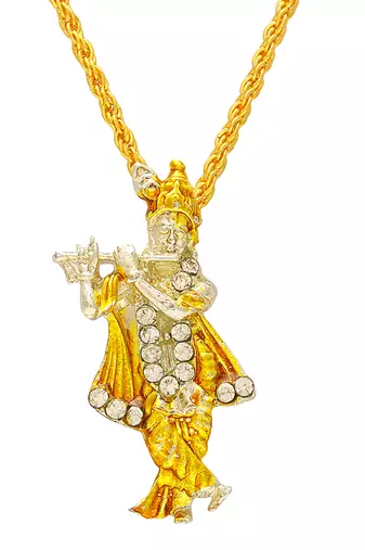 Brass gold plated ram-krishna pendant hindu spiritual (pack of 2)