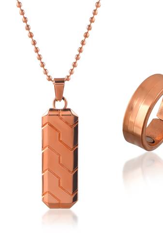 Pure copper pendant and finger ring combo