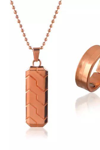 Pure copper pendant and finger ring combo
