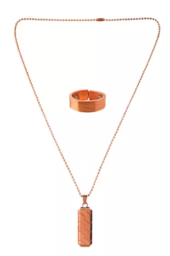 Pure copper pendant and finger ring combo