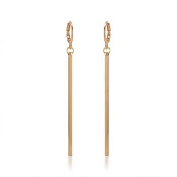 Brass gold long bar earrings for women 1