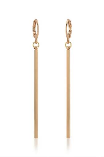 Brass gold long bar earrings for women