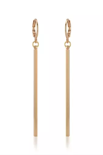 Brass gold long bar earrings for women