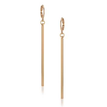 Brass gold long bar earrings for women 2