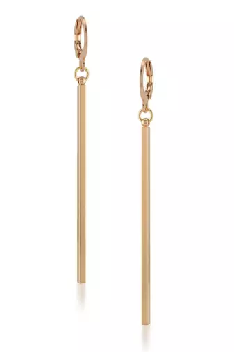 Brass gold long bar earrings for women