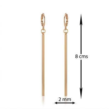 Brass gold long bar earrings for women 3