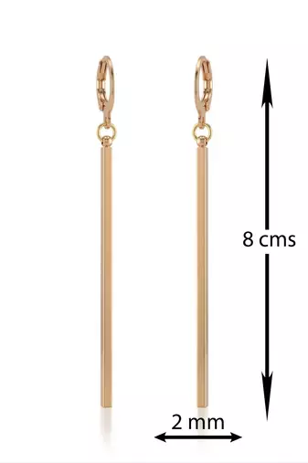 Brass gold long bar earrings for women