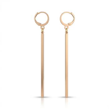 Brass gold long bar earrings for women 4