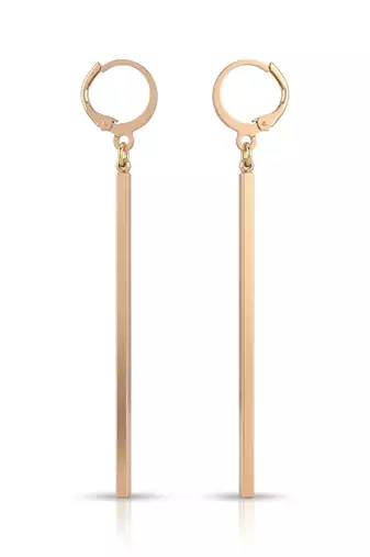 Brass gold long bar earrings for women