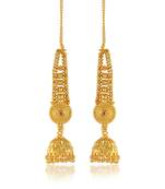 Brass gold plated handmade kan chain long jhumki for women tradtional