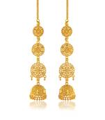 Brass gold plated handmade kan chain long jhumki for women tradtional