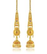 Brass gold plated handmade kan chain long jhumki for women tradtional