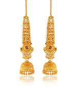 Brass gold plated handmade kan chain long jhumki for women tradtional