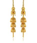 Brass gold plated handmade kan chain long jhumki for women tradtional