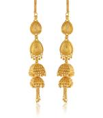 Brass gold plated handmade kan chain long jhumki for women tradtional