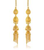Brass gold plated handmade kan chain long jhumki for women tradtional