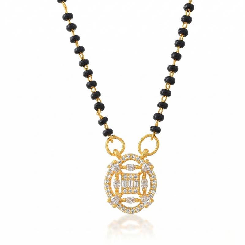 Brass gold moissanite diamond small mangalsutra for women