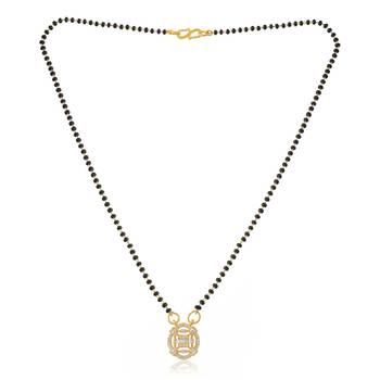 Brass gold moissanite diamond small mangalsutra for women 2