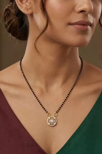 Brass gold moissanite diamond small mangalsutra for women