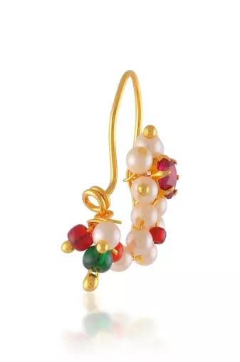 Brass gold maharashtrian nose pin nath nathaniya