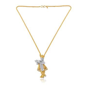 Brass gold plated cz studded krishna pendant 2