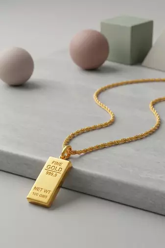 Brass micron 1 gram gold biscuit pendant