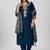Blue vatican silk kurti pant dupatta set