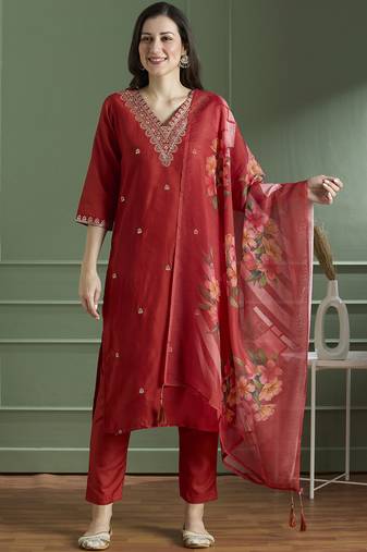 Rayon kurti pant dupatta set