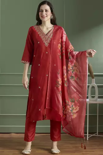 Rayon kurti pant dupatta set