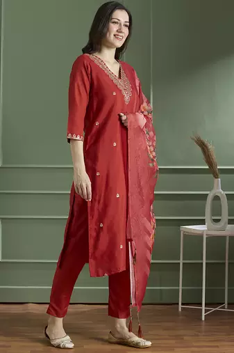 Rayon kurti pant dupatta set