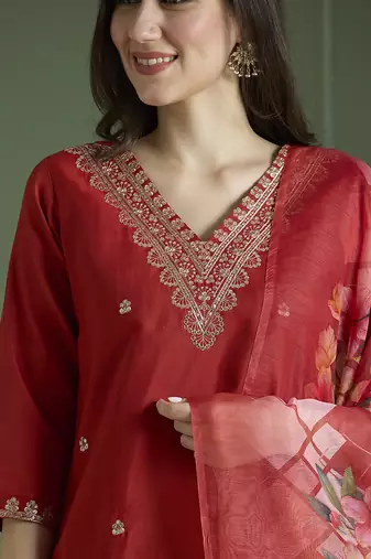 Rayon kurti pant dupatta set