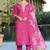 Pink roman silk kurti pant dupatta set