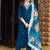 Teal roman silk kurti pant dupatta set