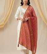 Cream roman silk kurti pant dupatta set