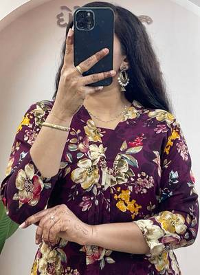 Wine pure soft rayon cotton kurti palazzo dupatta 2