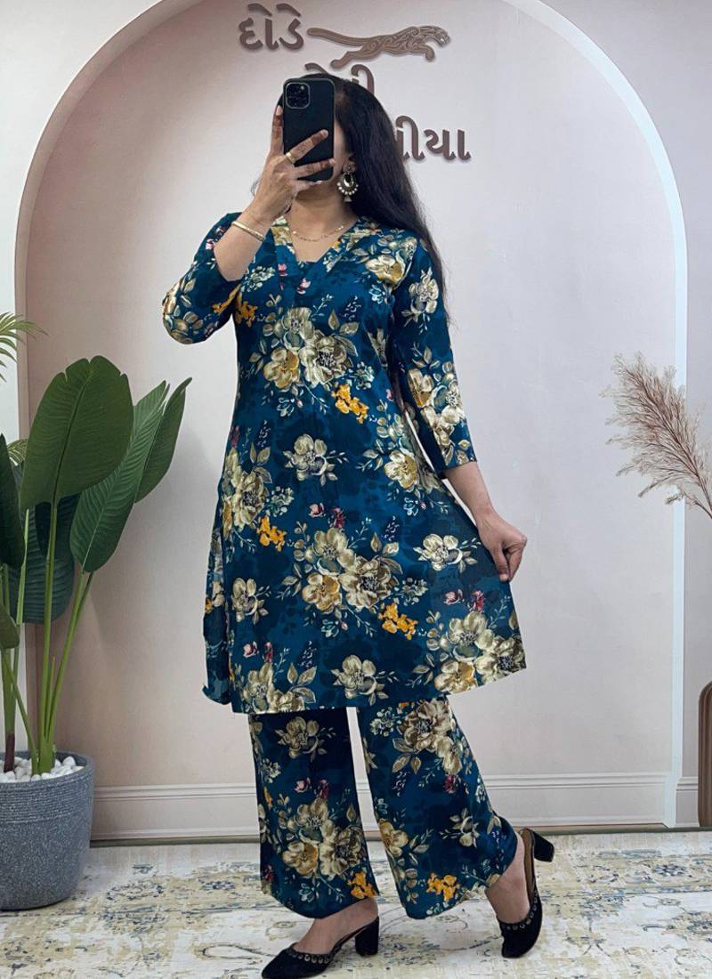 Rama pure soft rayon cotton kurti palazzo dupatta