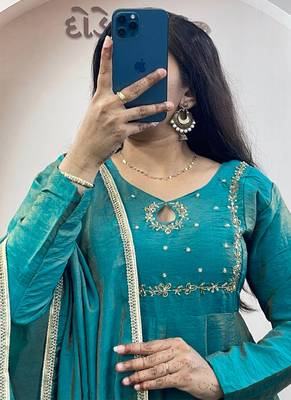 Rama vichitra silk anarkali with dupatta 2
