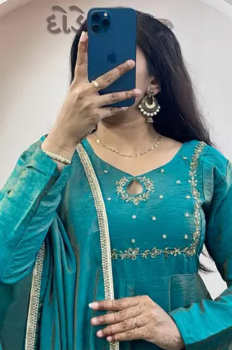 Rama vichitra silk anarkali with dupatta