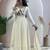 Cream pure roman chanderi silk anarkali suit with dupatta
