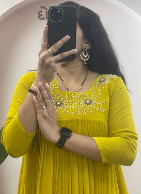 Yellow georgette long kurti 2